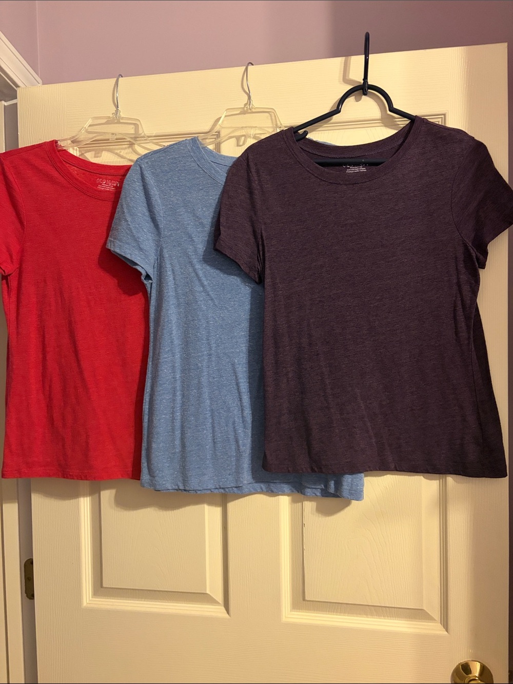 Old Navy Short Sleeve Tee Trio - Red, Light Blue, Dark Plum